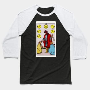 Card #69 - Six Of Pentacles - Rider Waite Smith Tarot Baseball T-Shirt